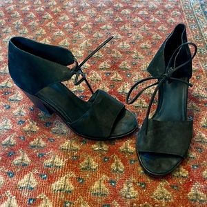 Eileen Fisher Black Open-toe wedges with ties